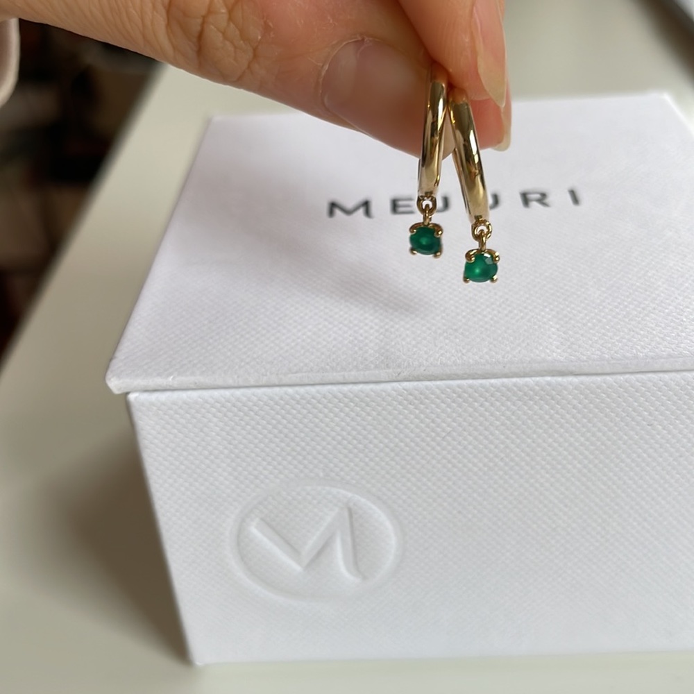 Mejuri round green agate hoops